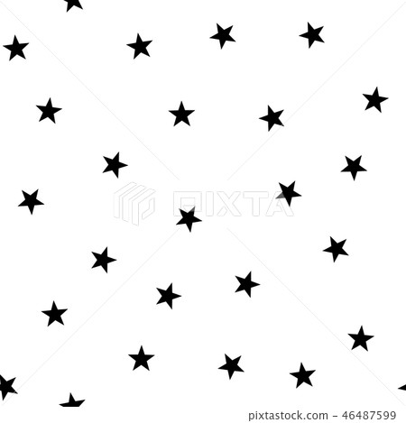 Star seamless pattern. Night, space or christmas theme. Flat vector background in black and white Star seamless pattern. Night, space or christmas theme. Flat vector background in black and white 46487599