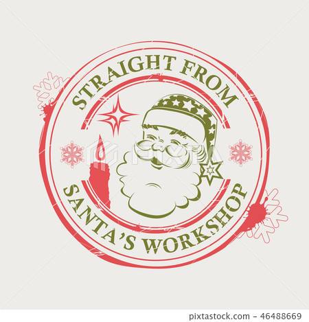 Christmas print with Santa Claus with blots, stains and a burning candle, design element 46488669