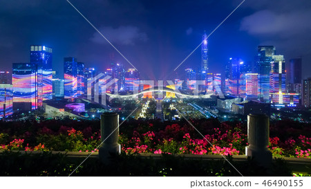 Shenzhen city Futian District night view 46490155