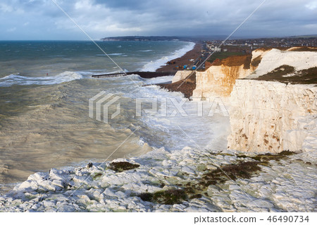Chalk cliffs, path, Seaford Head Chalk cliffs, path, Seaford Head 46490734