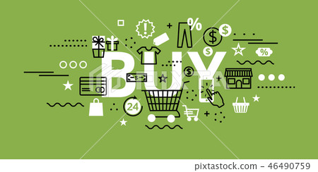 Buy concept in greenery color, vector illustration 46490759