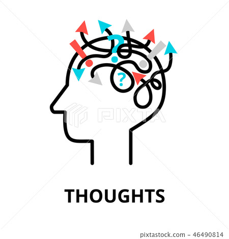 Human Thoughts icon, flat line vector illustration - Stock Illustration ...