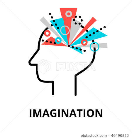 插图素材: imagination icon, flat line vector illustration