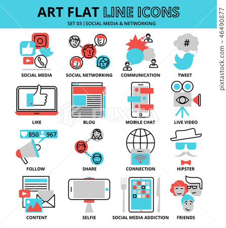Set of social media and networking icons Set of social media and networking icons 46490877