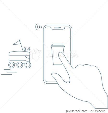 Order in smart phone app, delivery with robot 46492204