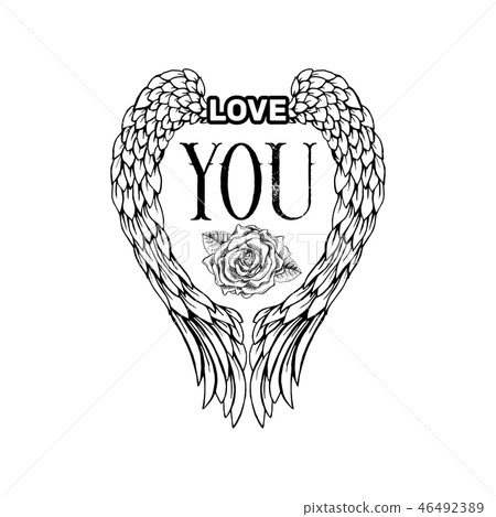 Love you sketch black monochrome illustration Love you sketch black monochrome illustration 46492389