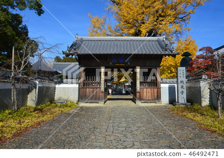 在四國，雞座寺（板野町，板野町，羅漢吉東5）的第5個帳單地方的“Sanmon”和88個地方的Jizouji 46492471