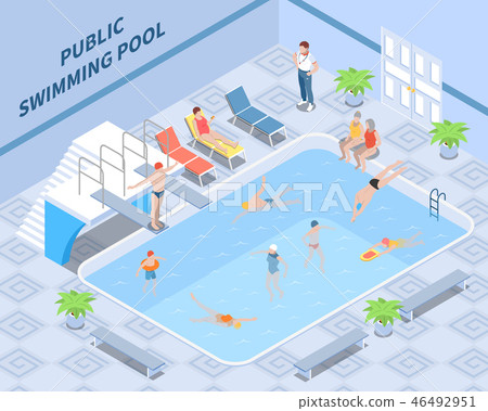 Public Swimming Pool Isometric Composition 46492951
