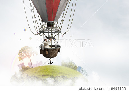 Man travel in aerostat Man travel in aerostat 46493133