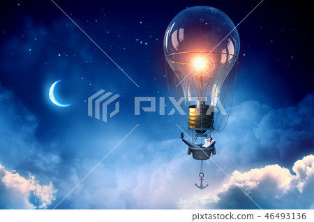 Man travel in aerostat Man travel in aerostat 46493136