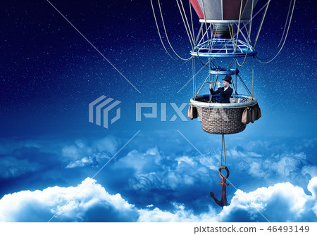 Woman traveling in aerostat 46493149