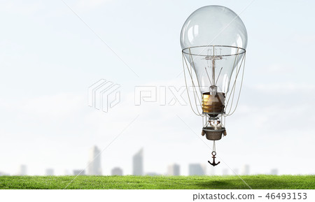 Man travel in aerostat 46493153