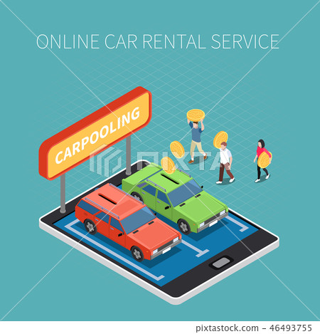 Car Rental Isometric Concept Car Rental Isometric Concept 46493755