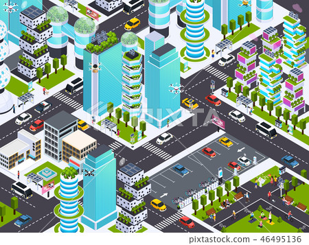 Smart City Background - Stock Illustration [46495136] - PIXTA