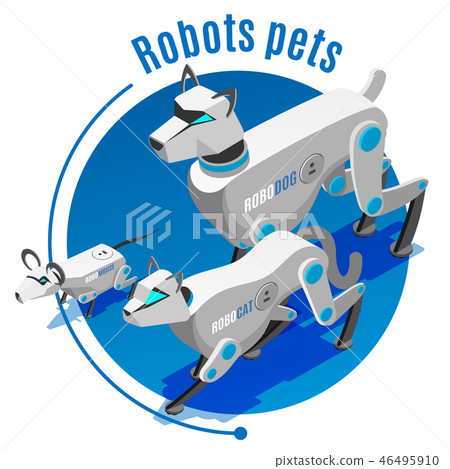Animals Robots Isometric Background  46495910