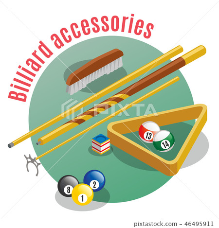 Billiard Acessories Isometric Background 46495911