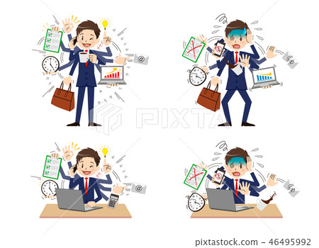 Multitasking office worker men set - Stock Illustration [46495992] - PIXTA
