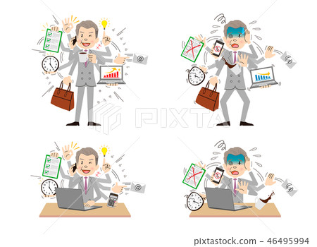 Multitasking office worker men set - Stock Illustration [46495994] - PIXTA