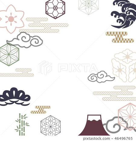 Japanese icons vector. Color Japanese pattern  46496765