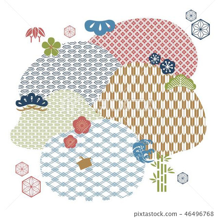 Japanese pattern and icons vector. Geometric Japanese pattern and icons vector. Geometric 46496768