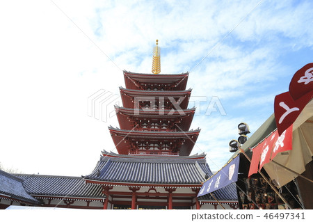 Sensoji Temple five-storied pagoda Sensoji Temple five-storied pagoda 46497341