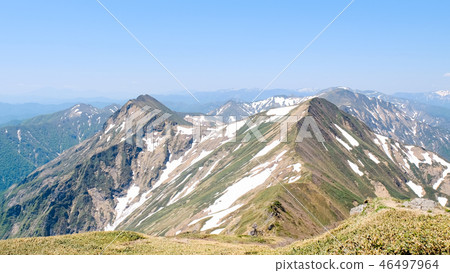 Tanigawadake在春天爬山（從天神山脊路線看到Ojika沼澤和Mantaro山的頭部） 46497964