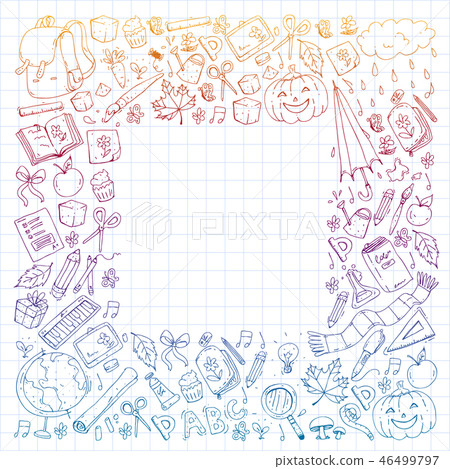 Vector seamless pattern with school and education icons. 46499797