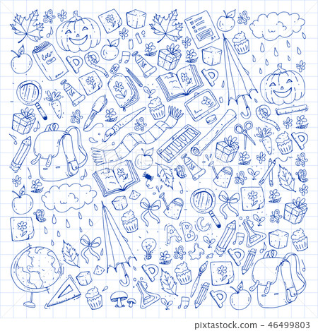 Vector seamless pattern with school and education icons. 46499803