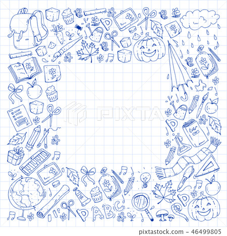 Vector seamless pattern with school and education icons. 46499805