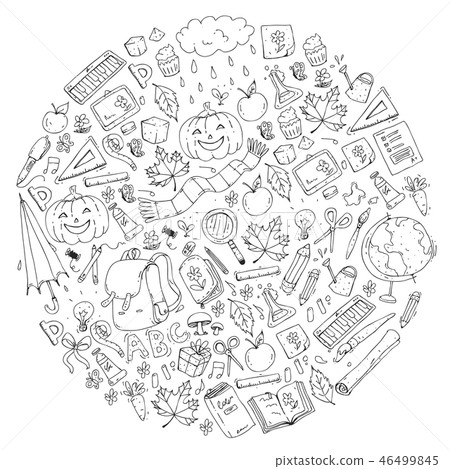 Vector seamless pattern with school and education icons. 46499845