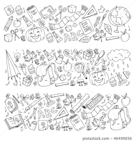 Vector seamless pattern with school and education icons. Vector seamless pattern with school and education icons. 46499856