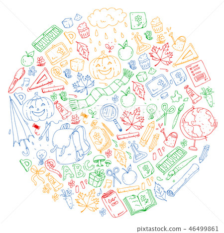 Vector seamless pattern with school and education icons. 46499861