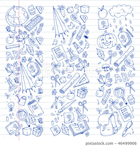 Vector seamless pattern with school and education icons. Vector seamless pattern with school and education icons. 46499906