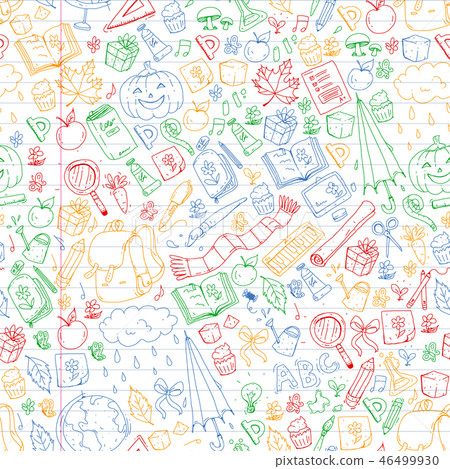 Vector seamless pattern with school and... - Stock Illustration ...