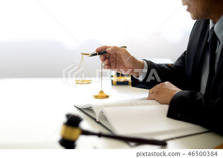 Judge lawyer gavel work in office with  balance 46500384