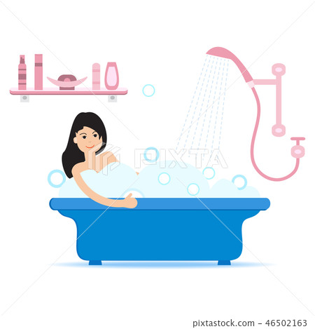 Girl taking a relaxing bubble bath 46502163