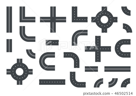 Roads, highways, street elements. Templates set Roads, highways, street elements. Templates set 46502514