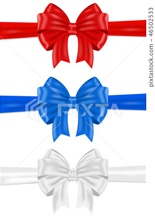 Red, blue and white ribbon bows Red, blue and white ribbon bows 46502533