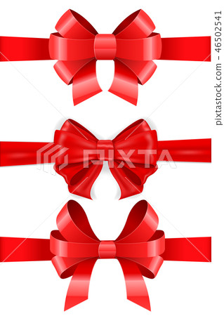 Red ribbon bows. Set 46502541