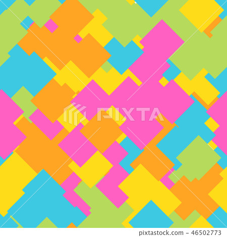 Seamless abstract geometric pattern of overlapping squares in random order. Funny, happy and Seamless abstract geometric pattern of overlapping squares in random order. Funny, happy and 46502773