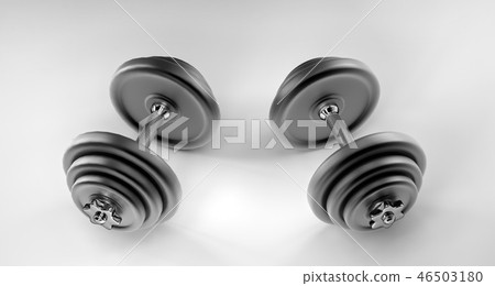 3D image of a dumbbell for sports. Bodybuilding equipment 46503180