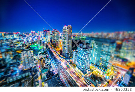 tokyo city night view & highway with tilt shift 46503338
