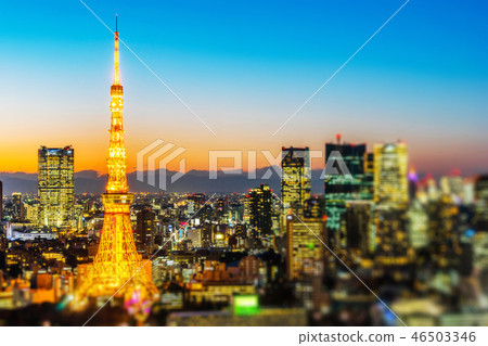 night view of tokyo station with tilt shift night view of tokyo station with tilt shift 46503346