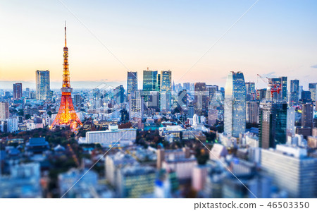 night view of tokyo station with tilt shift 46503350