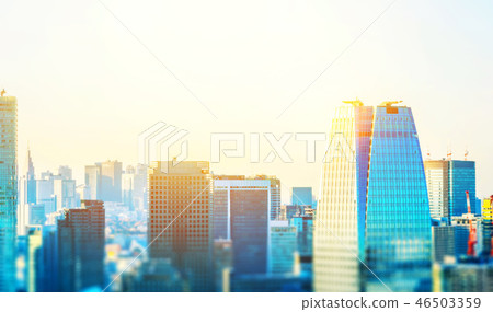 tokyo skyline aerial view with tilt shift effect tokyo skyline aerial view with tilt shift effect 46503359