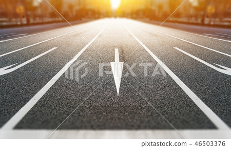 forward signs on the road with tilt shift effect 46503376
