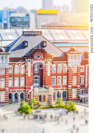 tokyo station aerial view with tilt shift effect 46503383