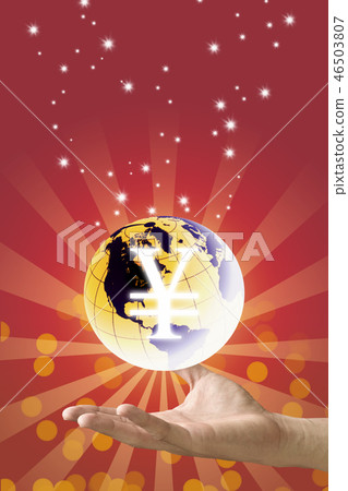 Hand carry the world and Yuan money icon Hand carry the world and Yuan money icon 46503807