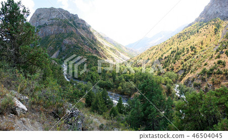 Panorama of the mountain gorge in variable perishiness Panorama of the mountain gorge in variable perishiness 46504045