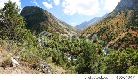 Panorama of the mountain gorge in variable perishiness 46504047